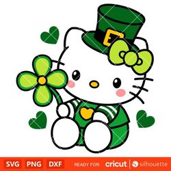St. Patrick's Hello Kitty Svg, St. Patrick's Day Svg, Sanrio Svg, Kawaii Svg, Cricut, Silhouette Vector Cut File