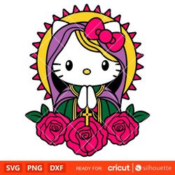 Hello Kitty Virgin Mary Svg, Happy Easter Svg, Sanrio Svg, Kawaii Svg, Cricut, Silhouette Vector Cut File