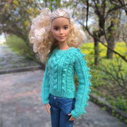 Mint Sweater for 11 inch Dolls (30cm) 1/6 dolls Barbie, Poppy Parker, Fashion Royalty