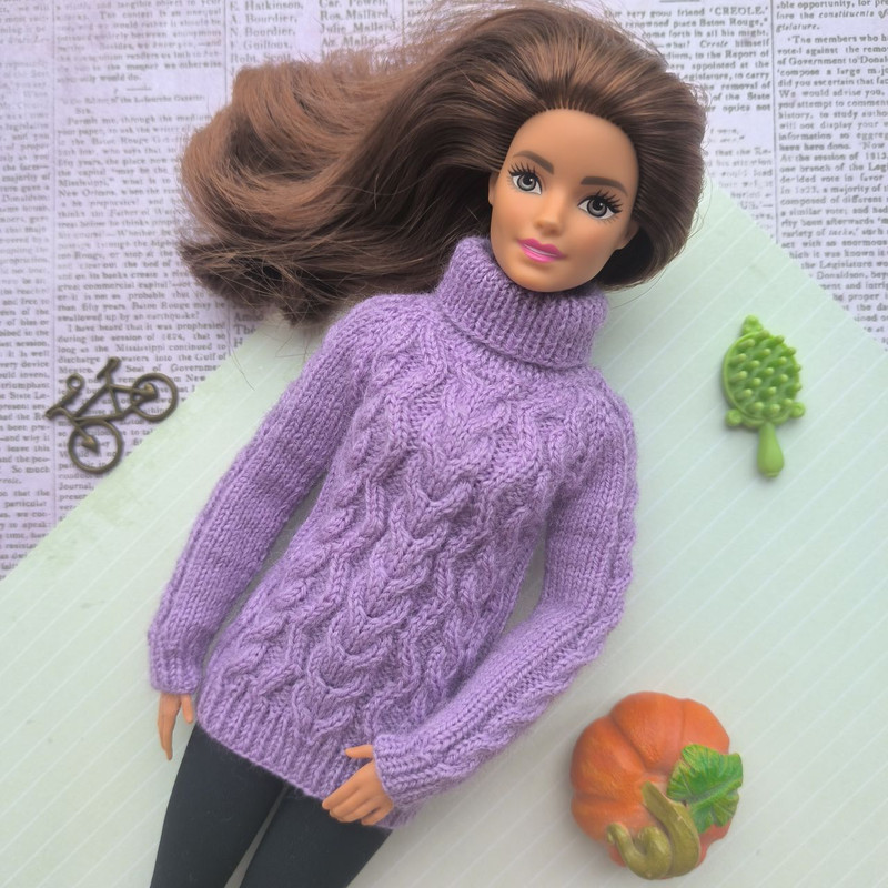 Fashion Doll Clothes For 11 Dolls 30cm Barbie Poppy Parker Integrity Knit Winter Sweater With Braids 12