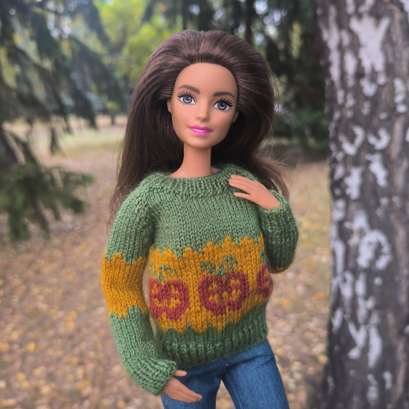 Halloween Sweater With Pumpkins For Barbie MTM Poppy Parker Integrity Dolls Festive Doll Clothes F 0