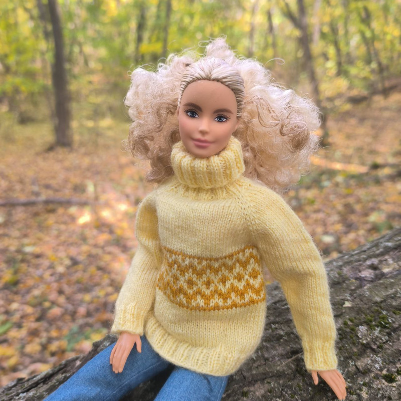 Light Yellow Knitted Jacquard Sweater For Barbie MTM Poppy Parker Integrity Dolls  Other 16 Scale F 4