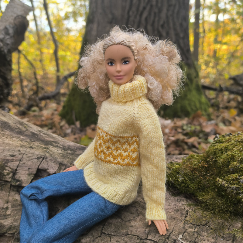 Light Yellow Knitted Jacquard Sweater For Barbie MTM Poppy Parker Integrity Dolls  Other 16 Scale F 5