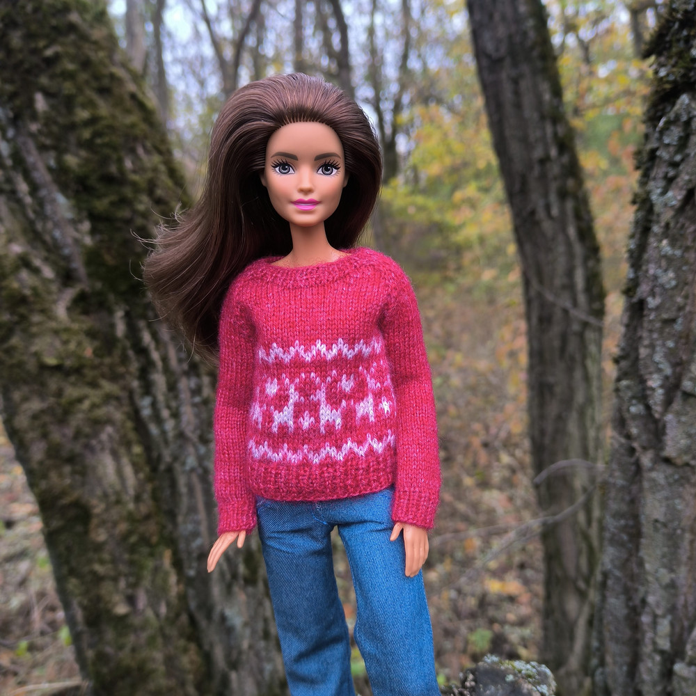Christmas Sweater With Reindeer For Barbie And Fashion Dolls 11 Inches 30 Cm Holiday Outfit 3