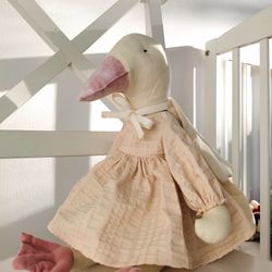 linen goose in a dress- swan lake, fairy doll