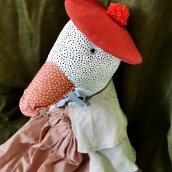 Handmade goose toy, french style textile art doll
