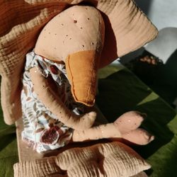 Handmade goose toy,muslin swan rag doll