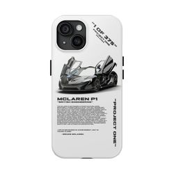 "McLaren P1" Hard Case, iPhone Case 15 14 13 12 11 X Xr, MCLAREN P1 BRITISH ENGINEERING Phone Case