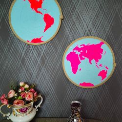 set of 2round rugs,planet earth,world map,space children's room,table stand,placemat,earth day gift,space decor,dresser