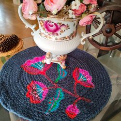 floral,placemats woven,round jute rug,coffee table stand,home decor,round placemat colored,kid placemat,coffee coaster