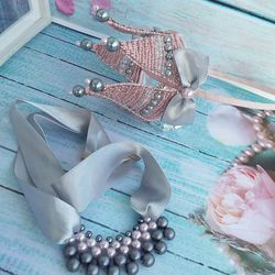 pearl headband,crown necklace beads set,for a young girl on a birthday party,birthday,graduation,bridal headband,princes