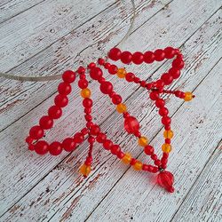 red lotus tiara hoop for vivid impressions, a wreath with a flower, comb from the beads, tall tiara