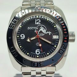 Vostok Amphibia 2416 Scuba dude Ministry case Black Diver 710634 Brand New men's mechanical automatic watch