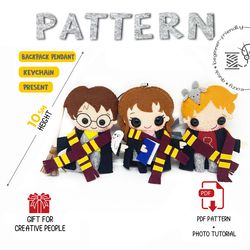 Felt toy pattern Harry Potter, Hermione Granger, Ron Weasley (set 3)