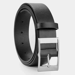 Black elegant Men's Faux Leather Belt: Elevate Your Casual and Business Attire
