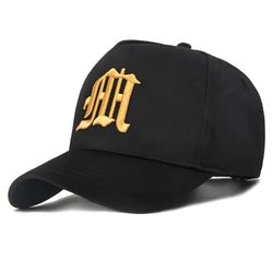 BLACK Adjustable Casual Hats WITH Gothic Letter M Embroidery Baseball Cap