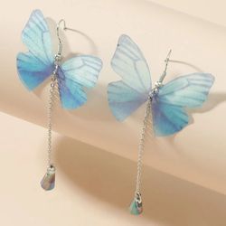 ZEE Blue Crystal Butterfly Earrings
