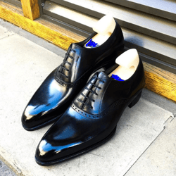 Men's Handmade Black oxford Leather Shoes, Men Formal Cap Toe Dress Tuxedo Shoes