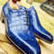 Men's Handmade Blue Crocodile Texture Leather One Piece Tuxedo Dress Shoes.jpeg