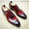 Men's Handmade Two Tone Maroon Leather Oxford Brogue Toe Cap Lace Up Shoes.jpg