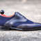 Men's Handmade Two Tone Navy Blue Suede & Leather Oxford Brogue Wingtip Lace Up Formal Shoes.jpg