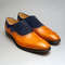 Men's Handmade Two Tone Navy Blue Suede & Tan Leather Oxford Brogue Lace Up Shoes.jpg
