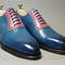 Men's Handmade Two Tone Pink & Blue Leather Oxford Brogue Lace Up Formal Shoes.jpg