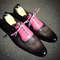 Men's Handmade Two Tone Pink & Gray Patina Leather Oxford Brogue Lace Up Formal Shoes.jpg