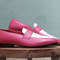 Men's Handmade Two Tone Pink & White Leather Classic Formal Loafers.jpg