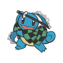 Squirtle Tanjiro Embroidery Design, Pokemon Embroidery