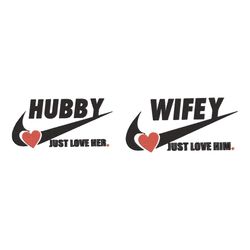 Nike Custom Couple Embroidered Design, Nike Wife And Hubby Embroidererd Design