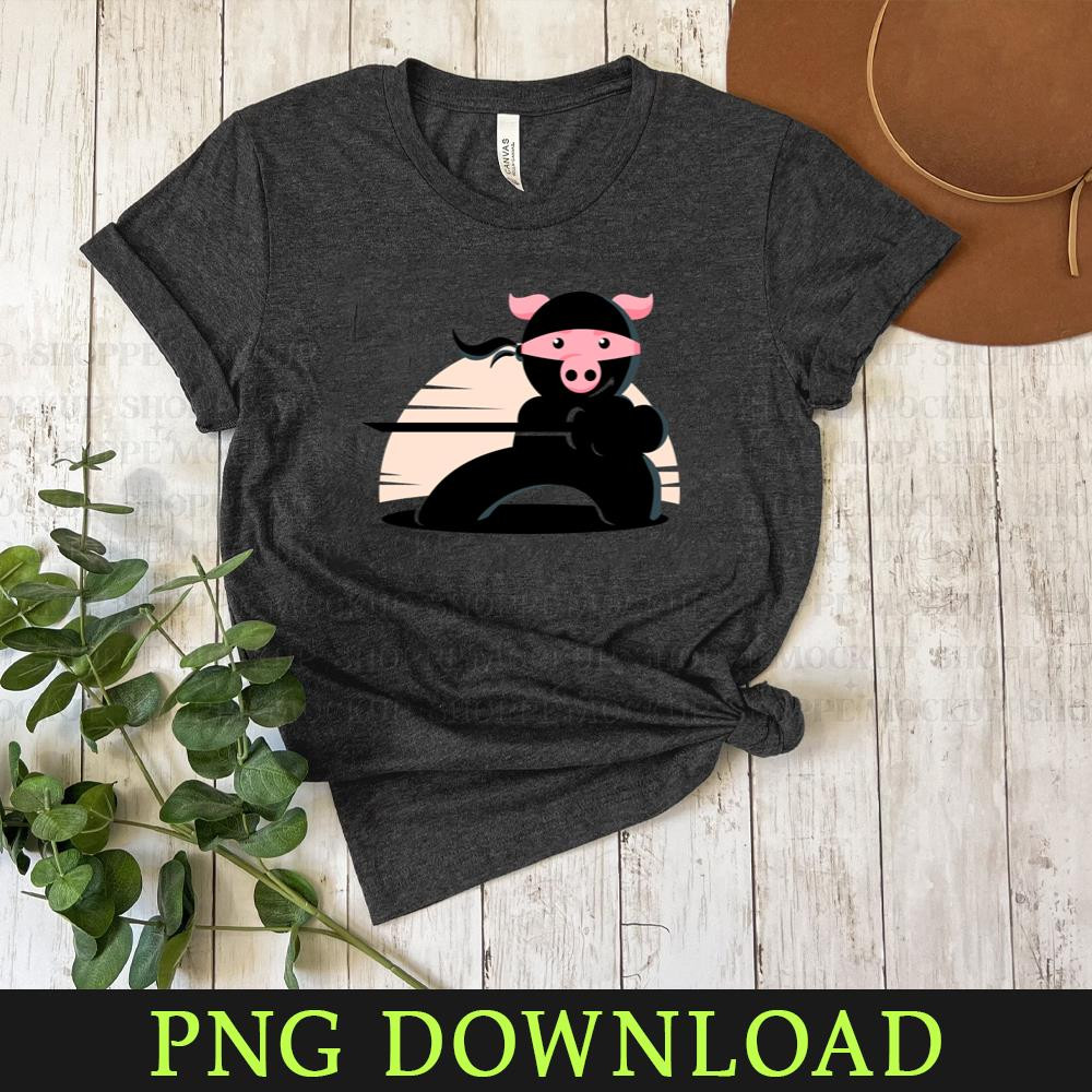 KL150324287-Ninja Pig Cartoon Animals, PNG design.jpg