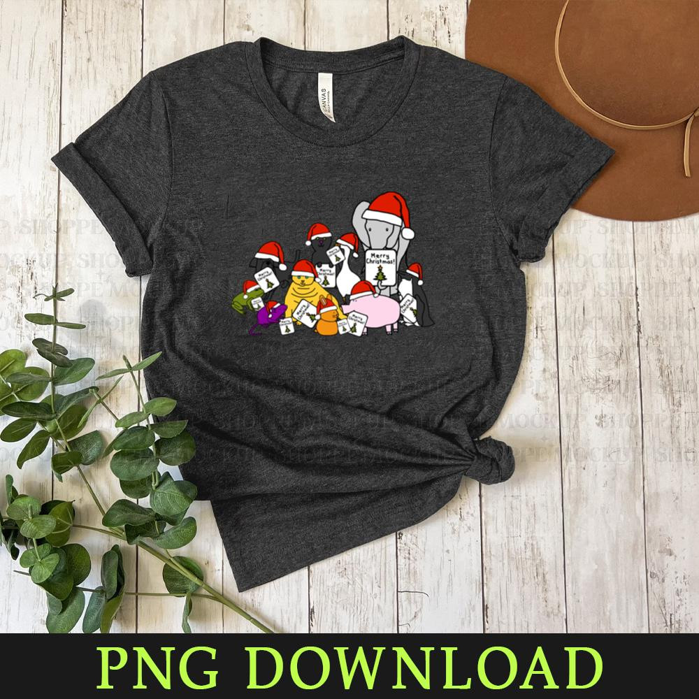 KL150324108-Cute Animals say Merry Christmas Cartoon Animals, PNG design.jpg