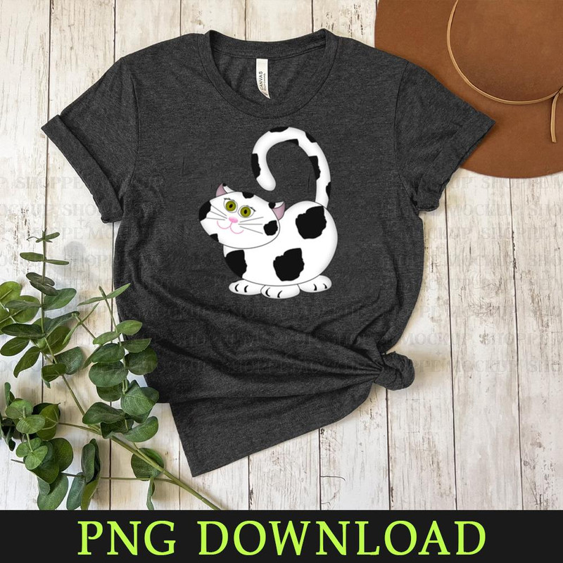 KL150324113-Cute Black u0026 White Cartoon Cat Cartoon Animals, PNG design.jpg