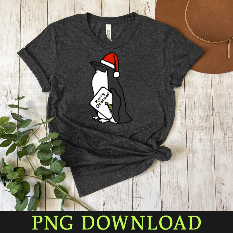KL15032497-Cool Penguin Says Merry Christmas Cartoon Animals, PNG design.jpg