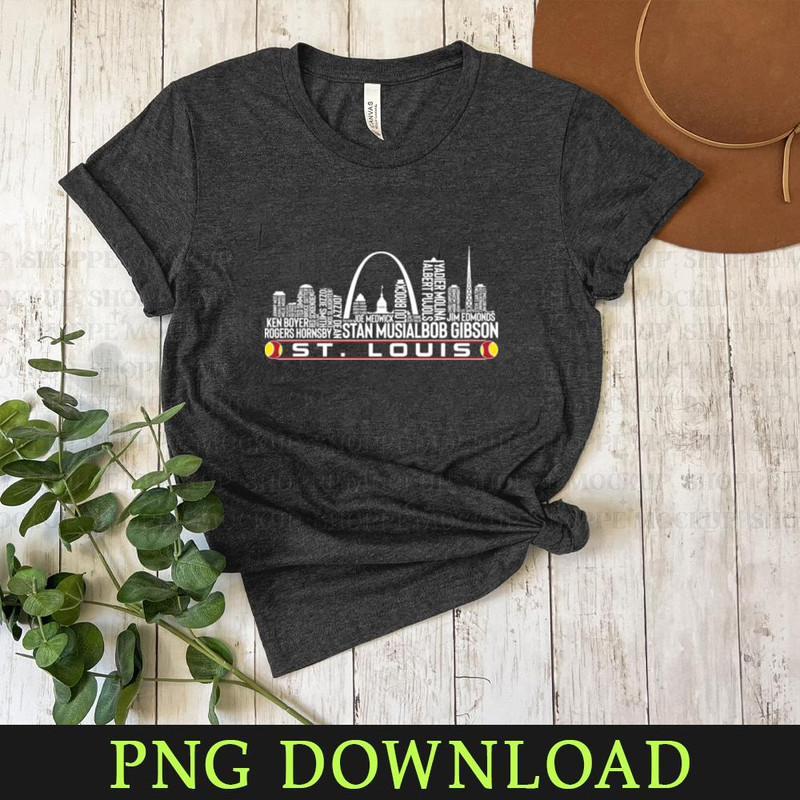 KL03042041919-St. Louis Baseball Team All Time Legends, St. Louis City Skyline PNG Sublimation Digital Download.jpg