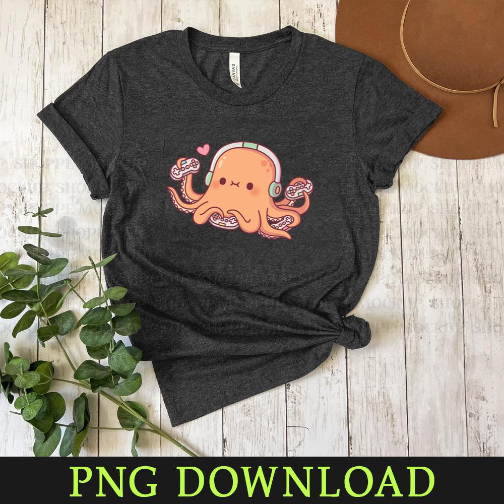 KL050424362-Cute Octopus Gamer With Four Video Game Controllers PNG Sublimation Digital Download.jpg