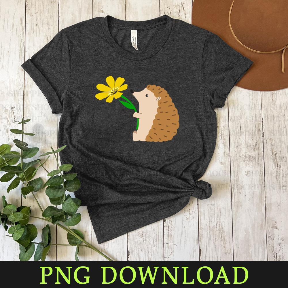 KL050424652-Hedgehog with a flower PNG Sublimation Digital Download.jpg