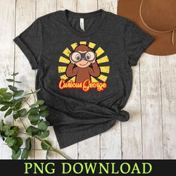 curious george retro japanese cartoon png, png sublimation digital download