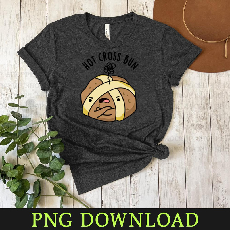 KL080424194-Hot Cross Bun Cute Angry Bun Pun Cartoon PNG, PNG Sublimation Digital Download.jpg