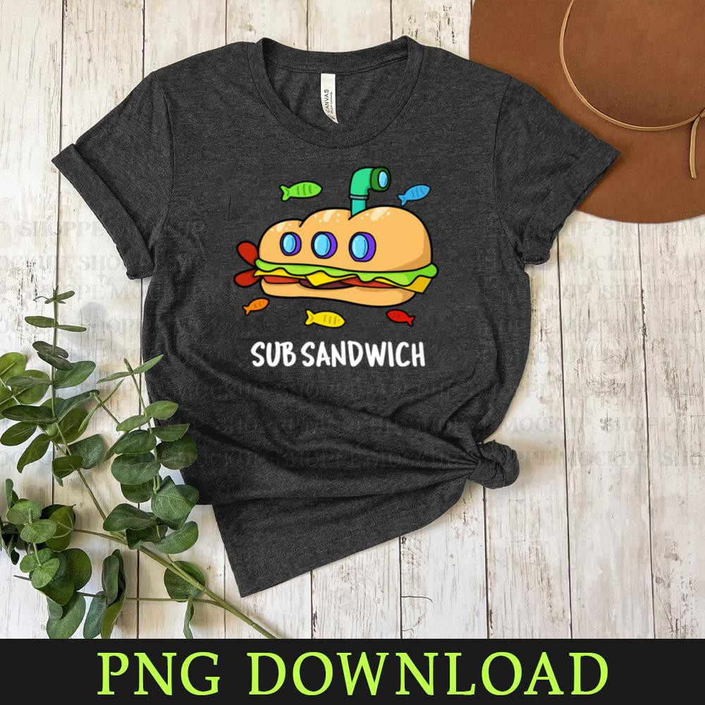 KL080424399-Sub Sandwich Cute Submarine Sandwich Pun Cartoon PNG, PNG Sublimation Digital Download.jpg