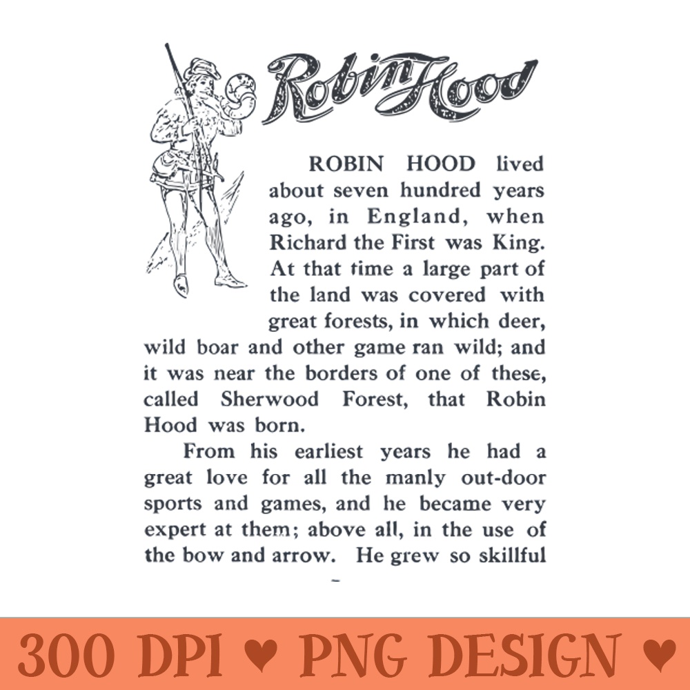 Robin Hood - Sherwood Forest - Little John - Children's book - PNG Downloadable Art - Good Value