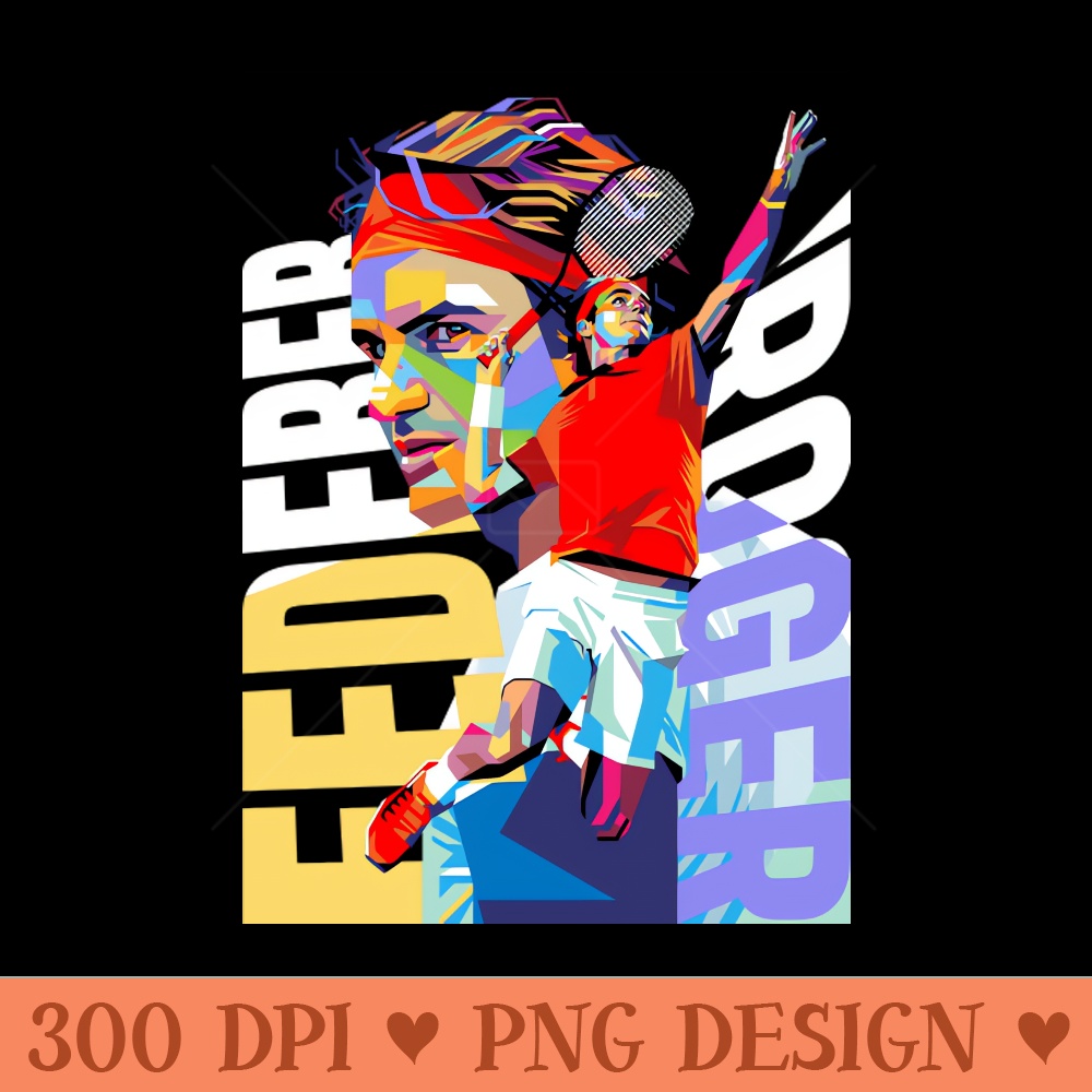 Roger Federer Colorful - Digital PNG Files - Latest Updates