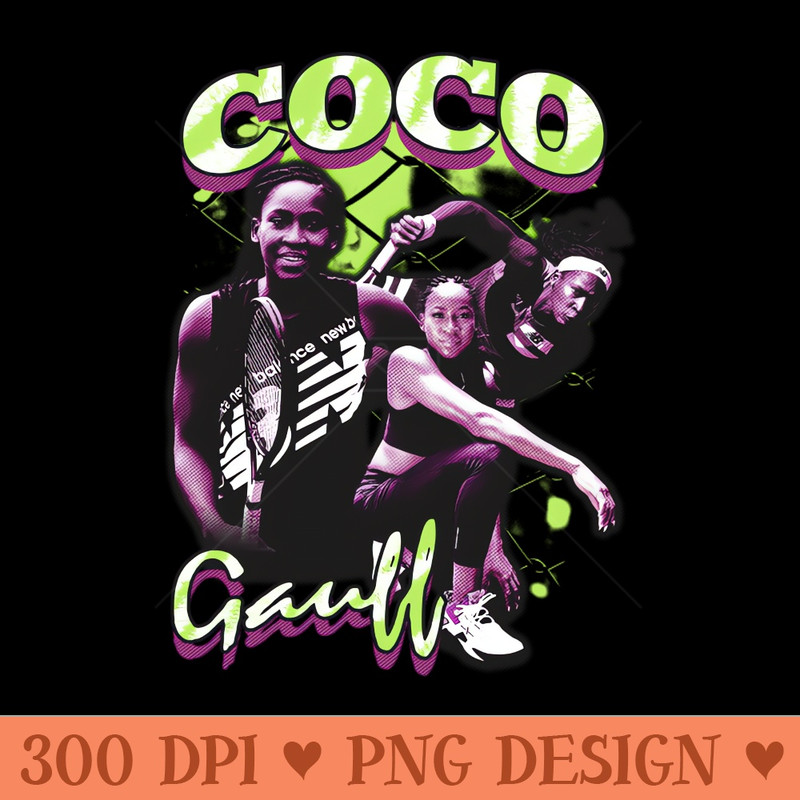 COCO GAUFF Vintage 90s - Downloadable PNG - Professional Design
