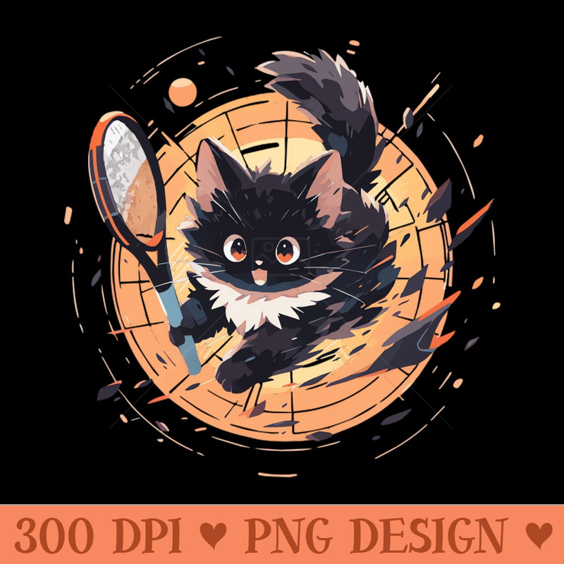 Energetic fluffy cat playing tennis (bold) - PNG Design Downloads - Variety