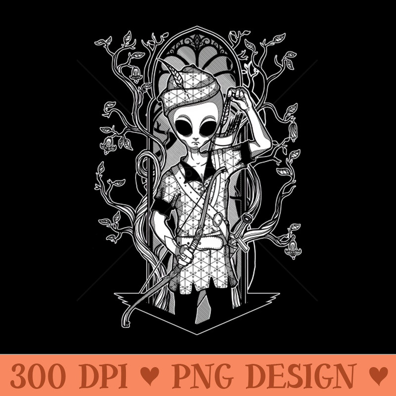 The alien Robin Hood - Black version - PNG Artwork - Good Value