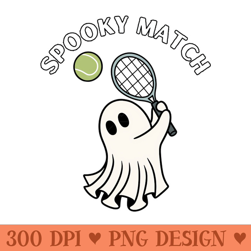 Spooky match, ghost playing tennis. Halloween - Digital PNG Download - Customer Support