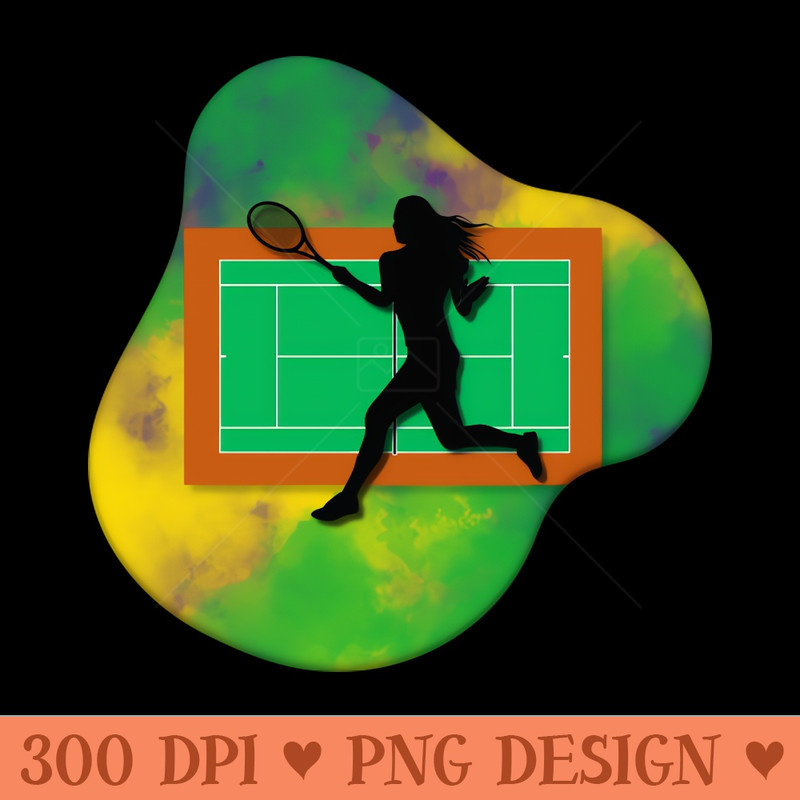 Tennis Player with Tennis Court Background and Wimbledon Colours - - Variety