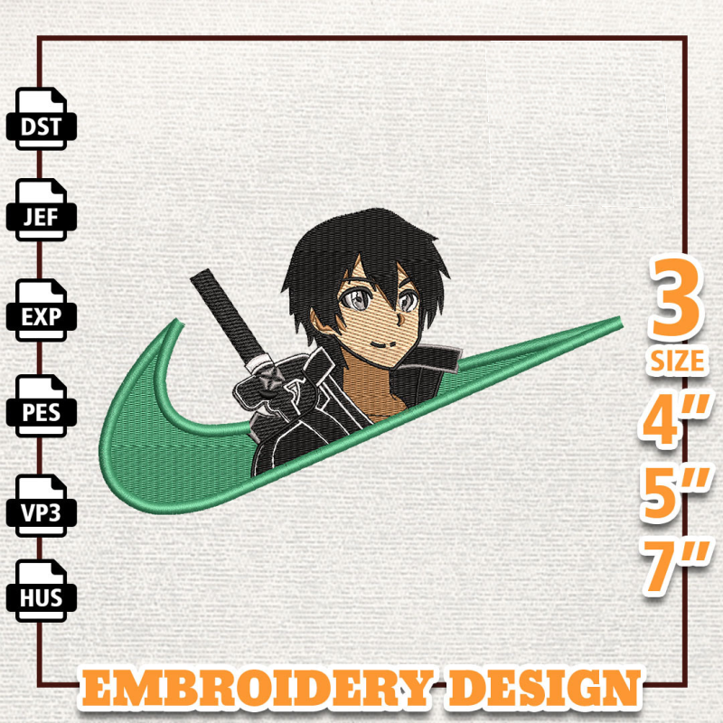 Nike Kirito Anime Embroidery Design, Best Anime Embroidery Design.png