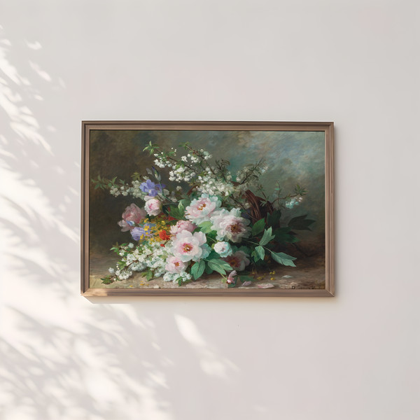 Still-life Flowers, Marthe Elisabeth Barbaud-Koch, oil, quality vintage painting. Reproduction of antique pictures, original decorate wall of living room of hom